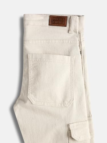 Image of Urbano Juniors Boy's Slim Fit Washed Denim Cargo Jeans with 6 Pockets Stretchable