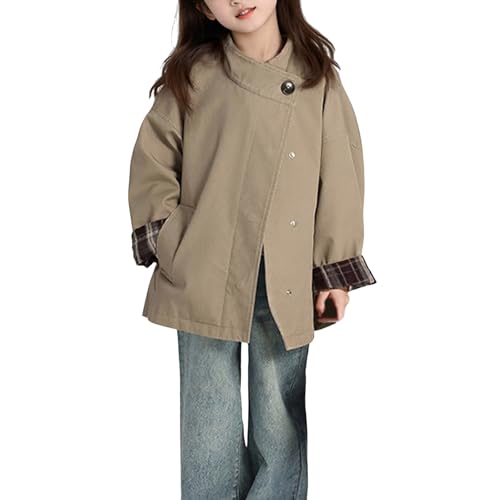 Girls Dress Coats Double Breasted Notch Lapel Collar Kids Fall Winter Trench Coat with Pockets 5 to 12 Years3
