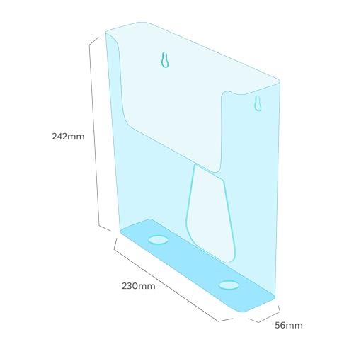 Deflecto Prospekthalter, DIN A4, Hochformat, 230 x 244 x 50 mm, glasklar, für Tisch oder Wand, Werbeaufsteller, Flyer, Präsentationsständer