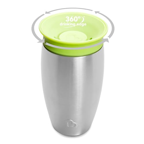 Munchkin Miracle Stainless Steel 360 Sippy Cup, Green, 10 Ounce