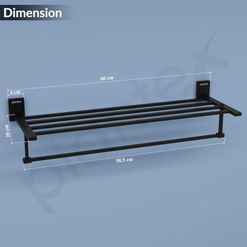 Image of Plantex 304 Grade Stainless Steel Towel Rack for Bathroom /Towel Rod /Stand /Bathroom Accessories - 24 inch (Matt Black)