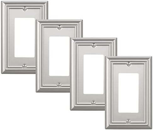 DEWENWILS 4-Pack Metal Wall Outlet Cover, Decorator Wall Plates for Receptacle, GFCI Outlet, Dimmer Switch, Satin Nickel