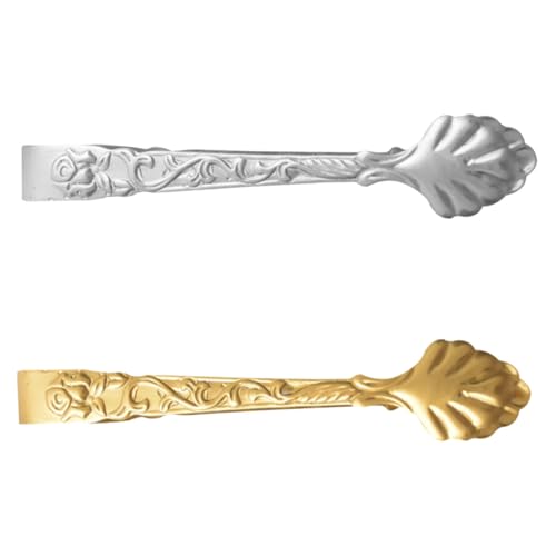 HIAKDOFT Pinza per Cubetti di Zucchero e Ghiaccio in Acciaio Resistente 2 Pezzi Pinza Piccola per Alimenti e Caffè per Buffet Bar e Uso Cucina