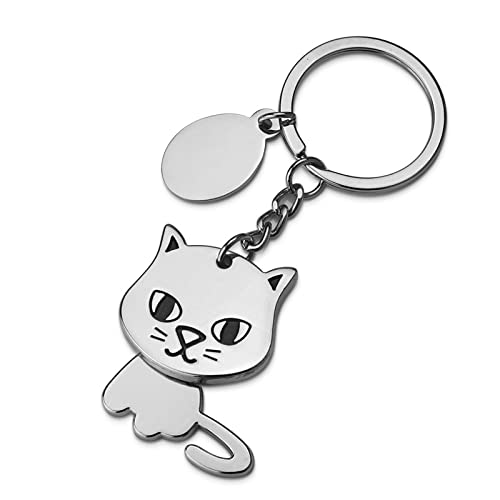 GenericExcite Store Cute Moving Cat Keychain, Cattie Metal Keyring, Adorable Gift for Pet Lovers boys girls Men Women Cat Tag(Silver)