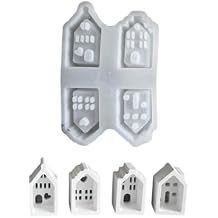 Ornament Mould Flexible Silicone Mold for Office Decoration Hollow House Shaped Desktop Embellishment Making Molds