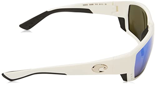 Costa Del Mar Men's Tuna Alley Polarized Rectangular Sunglasses, White/Grey Blue Mirrored Polarized-580G, 62 Mm #TOP2