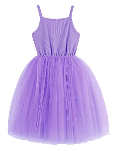 Image of GSVIBK Baby Girls Tutu Dress Sleeveless Toddler Cotton Tulle Skirt Princess Party Prom Dresses