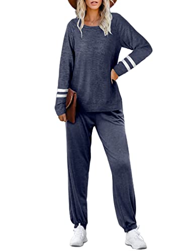 Image of Ekouaer Sweatsuits Womens Loungewear Set Tracksuit Long Sleeve Pajamas Set with Pockets 2 Piece Outfits Lounge Sets