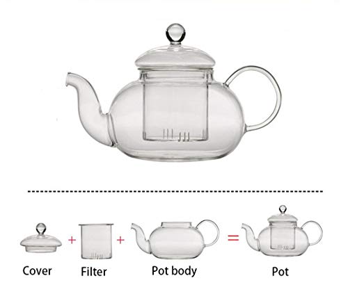 Image of Glass Teapot 20oz with Infuser,Borosilicate Kettle Set Tea Pot for Loose Tea, Flowering Teas,Stovetop and Microwavable Safe(600ml)