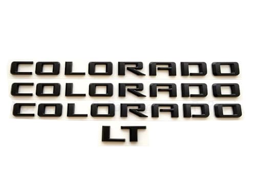 Image of 4Pc 2015-2022 Colorado V6 Body Fender Tailgate Side Emblems 3D Badge Logo Truck Nameplate Sticker Letter 85594766 Replacement for Colorado (LT Version Gloss Black)