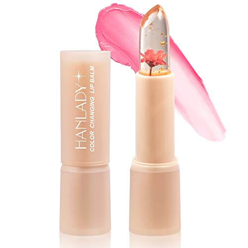 Flower Lip Balm Color Change, Clear Lipstick With Flower Inside, Ph Lip Balm For Pink Shade, Long Lasting Moisturizing Waterproof Vegan Lipstick (Pink) #TOP5