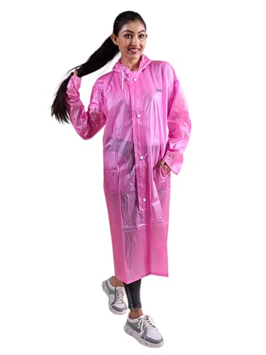 Image of Rupa Rainsuit Women Waterproof PVC Raincoat with Hood & Carry Bag | Lightweight Rainwear for Women with Front Zip | Solid Color | Standard Length | Pack of 1