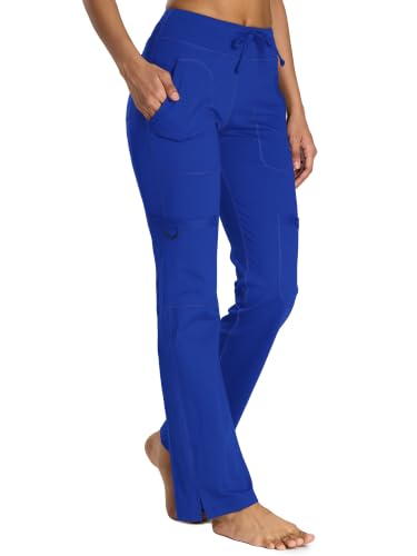 COZY SCRUBS Yoga Scrub Pants for Women, Straight Wide Leg, Royal Blue, XL