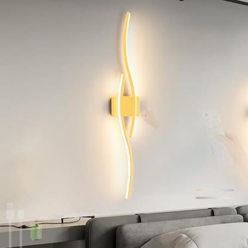 Lámpara de Pared Interior Dorada para Salones y Dormitorios con Carga USB Práctica