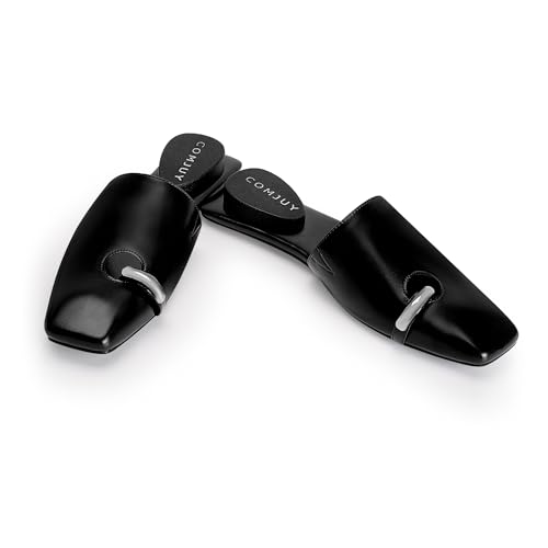 Square Toe Mule Sandals for Women Slip On Kitten Heels with Inverted Heel Cushioned Footbed Toe Ring Clog Slides Low Heel Faux Leather4