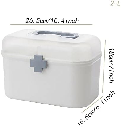 Medicine Organizer Box First Aid Health Emergency Storage Box Large Capacity Medicine Storage Bins with Lid (L)