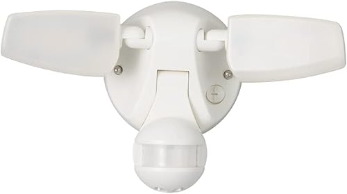 HALO Luz de inundación de doble cabeza LED integrada de 180 grados activada por movimiento blanco con CCT seleccionable (3000K-5000K)