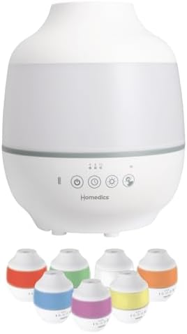 Homedics TotalComfort Humidifier – Large Air Humidifiers for Bedroom, Plants, Office – Cool Mist, Essential Oil Pads and Built-In Timer, 7-Color Night-Light, 2 Mist Settings, White - Thumbnail 3