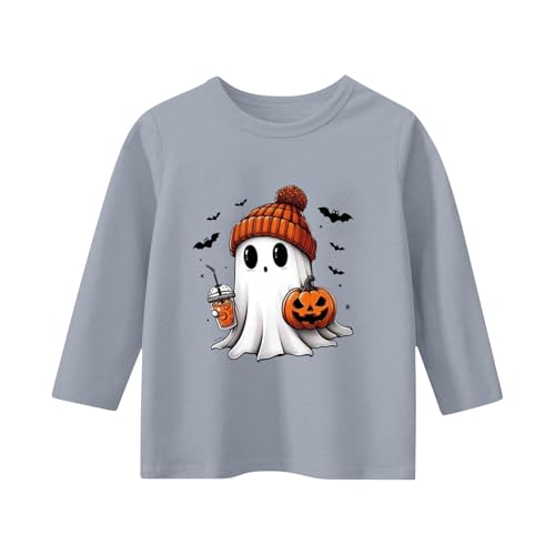 Kids Girls Halloween Shirts Youth Pumpkin Graphic Thanksgiving Party Tees Tops Teen Ghost Coffee Crewneck Cute Trendy Clothes3