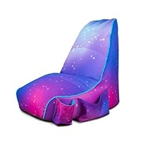 rucomfy Beanbags rugame Kids Gaming Bean Bag Chair with Pockets, High Back, Contrast Piping. Purple Galaxy 70x80x70cm
