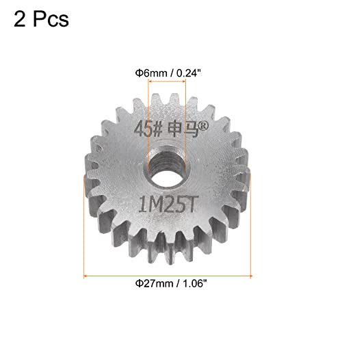 Image of HARFINGTON 2pcs Straight Spur Gear 6mm Bore 25T Mod-1 Hardened 45# Steel Spur Diff Differential Motor Gear RC Car Replacement Parts