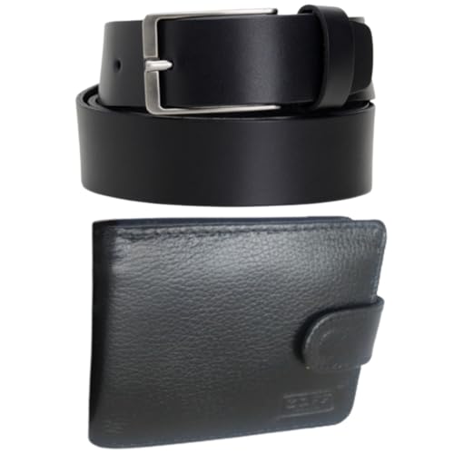 Kit Carteira E Cinto Masculino De Couro Legitimo Premium Top (Kit Cart Zof Tamanho 110 Cm)