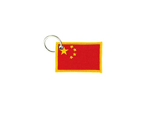Akachafactory Porte cle cles Clef Brode Patch ecusson Badge Drapeau Chine Chinois