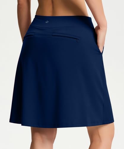 Image of Yogipace Women's 4 Pockets UV Protection 20 inch Modest Knee Length Skirt Athletic Running Golf Tennis Skort Zippered Pockets