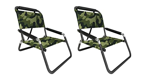 Image of Neso Beach Chairs - Lightweight, Portable and Foldable Recliner Beach Chairs for Park, Camping and Outdoor Adventures - with Slip Pockets and Shoulder Strap - 2 Pack - Camo - XL