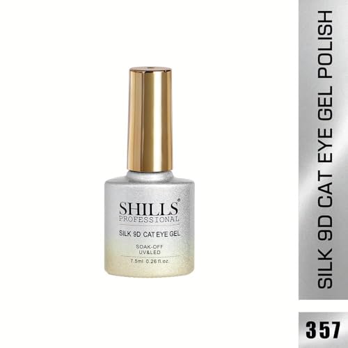 Image of SHILLS PROFESSIONAL Silk 9D Cat Eye Gel Nail Polish - Soak Off UV /LED, Long-Lasting Magnetic Effect, 7.5ml - (357 - Silver Shine)