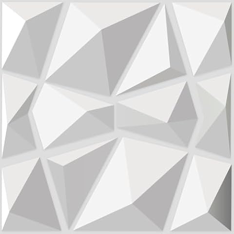 Art3d Decorative 3D Wall Panels in Diamond Design, 12"x12" Matt White (33 Pack) Cover