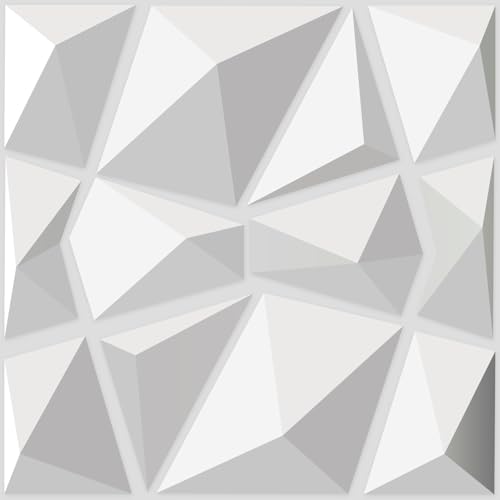 Art3d Decorative 3D Wall Panels in Diamond Design, 11.8"x11.8" Matt White (33 Pack) by Art3d - Used condition - US$21.83
