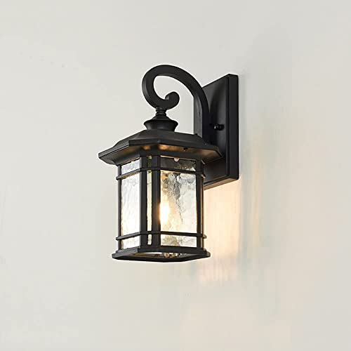 Lanterne murale de jardin étanche en aluminium noir de 32cm pour terrasse et balcon