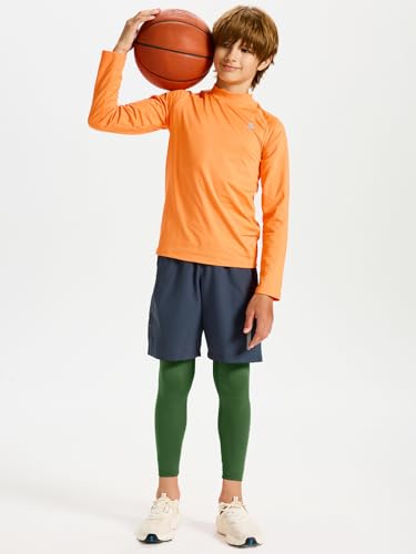 Image of DEVOROPA Boys Leggings Youth Compression Pants Sports Tights Basketball Football Baseball Soccer Baselayer Slim /Regular /Husky
