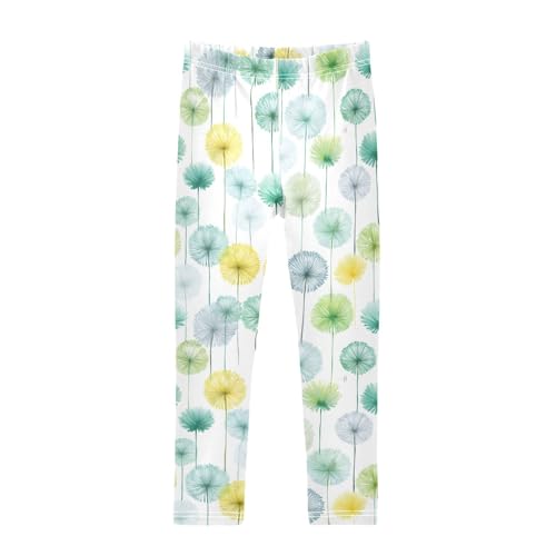 Watercolor Dandelion Girls Leggings Soft Stretch Workout Yoga Dance Pants for Kids Casual Tights