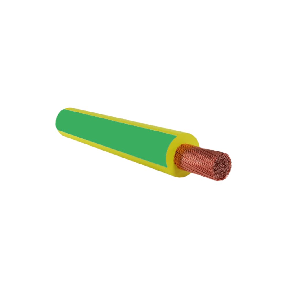 Przewód elektryczny, kabel elektryczny, 25 metrów, 4 mm² mm2, 1 x 4 mm, żółto-zielony, kabel uziemiający, miedziany, jednobiegunowy, zgodny z CPR, FS17, do renowacji instalacji elektrycznej do domów i