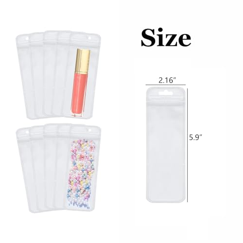 Image of 100 Count Lipgloss Packaging Bags for Small Business,Crystal Clear Resealable Bags Zipper Pouch Bag for Jewelry(2.16x5.9inch)