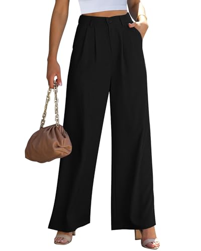 GRAPENT High Waisted Wide Leg Pants for Women - Black Palazzo Trousers Size 4/6