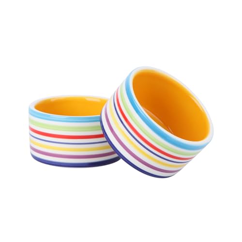 HOLIDYOYO 2Pcs Thickening Ceramic Pet Feeding Bowl for Hamsters Cats Animals Durable Non Slip Design Easy to Clean Stripe Pattern for Pet Food Water