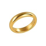 Aotiwe Alianza de boda, anillos apilables para mujer, anillo de oro blanco, regalo para el día de San Valentín, U 1/2, Oro amarillo de 18 quilates, Sin piedra preciosa