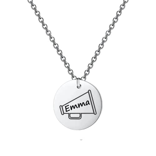 Cheer Megaphone Necklace, Personalized Engraved Cheer Charm