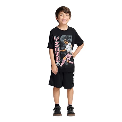 Image of Messi Boys' Lifestyle Short Sleeve T-Shirt, Slim-fit Graphic Tee, Cotton Blend Fabric