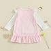 Ldaiyiu Big Sister Little Sister Matching Outfits Long Sleeve Knit Tops Sleeveless Overall Dress Toddler Fall Winter Clothes (Big Sister-Pink, 18 Months)