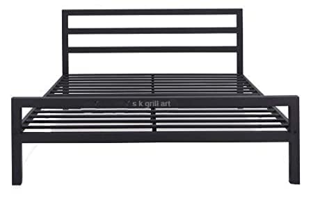 S. K. MODERN ART Wrought Iron Metal Bed Only Frame Without Mattress (6 X 6.5 Feet, Black)