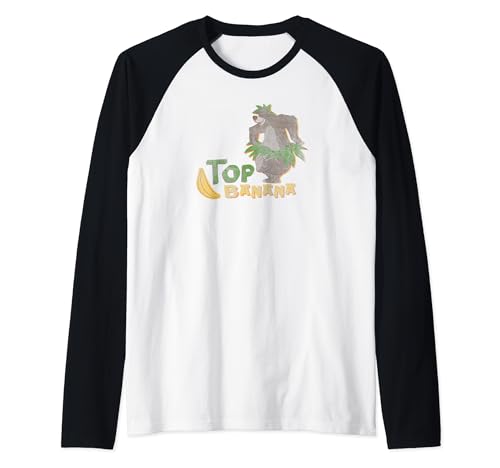 T-shirt raglan Baloo Le Livre de la Jungle Disney style baseball vintage pour passionnés