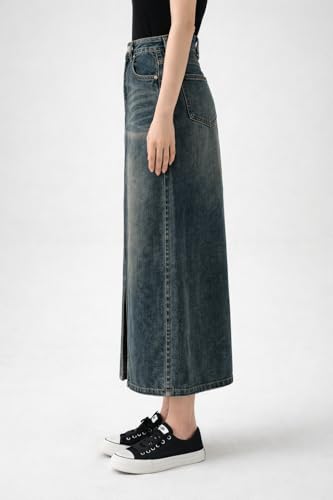Image of ODDMONKEY Women High Waist Denim Skirt | Skirt for Women | Long Straight Fit Skirt |Long Skirt for Women
