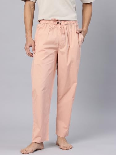 Image of Majestic Man Men's Pure Cotton Solid Lounge Pyjama Pants| Comfort Fit | Elastic Waist with Drawstring | 3 Pockets | Front Zip Closure