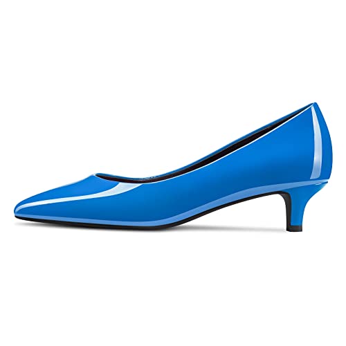 NobleOnly Women Kitten Low Heel Pointed Toe Pumps Slip-on Wedding Office 1.4 Inches Heels Shoes
