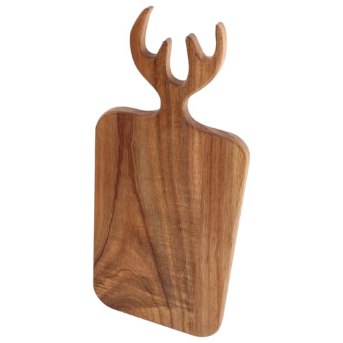 SOIMISS Tabla de Cortar de Madera Maciza Antideslizante para Cocina Superficie Resistente para Cortar Frutas Verduras y Carnes Tabla Multifuncional para Servir y Trinchar