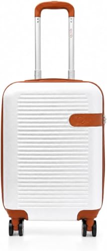 Mala de Bordo Premium ABS Antifurto Rodas 360° Giro Duplo Cadeado Integrado Bagagem de Mão Executiva Leve Resistente Compartimento Organizador Ideal para Viagens e Negócios 10kg (MB002 Branca)